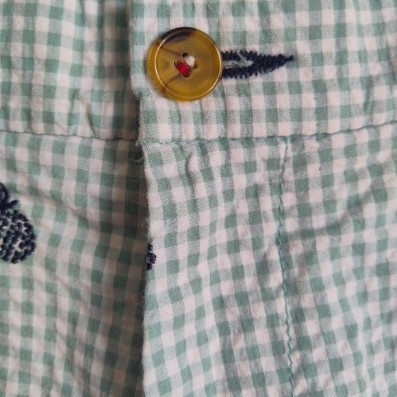 TOMMY HILFIGER Gingham Check Seersucker w Pineapple Cotton Shorts Sz 38 New - Picture 4 of 10